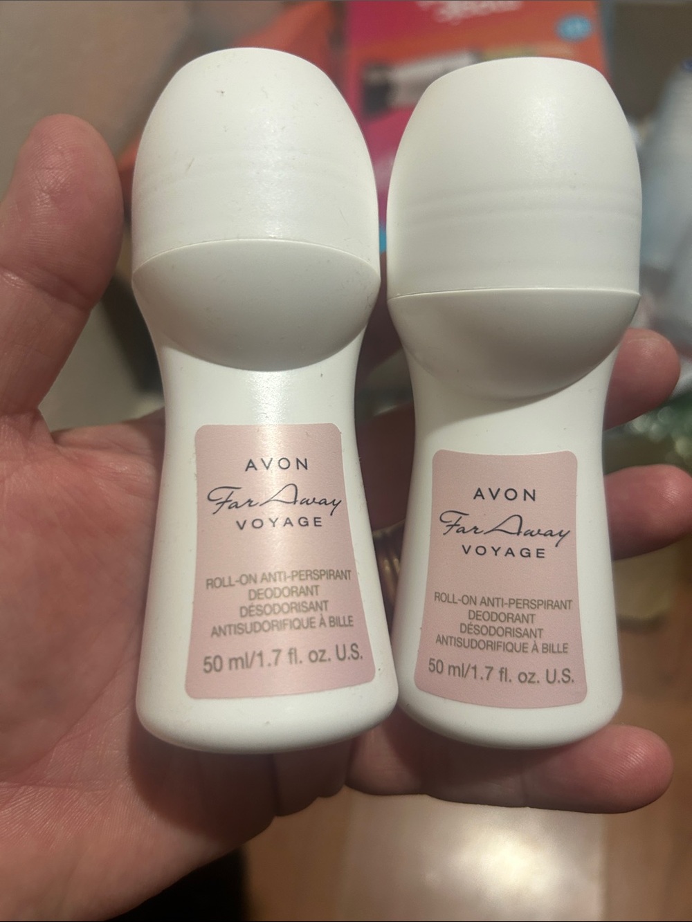 Avon Far Away Voyage Roll-On Deodorant - White with Pink Label